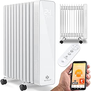 KESSER® Ölradiator 2500W Mobile Elektroheizung energiesparend mit WiFi App-Steuerung & LED Touch-Display Fernbedienung Öl Radiator Heizung elektrisch 11 Rippen Heizkörper 24h Timer Überhitzungsschutz