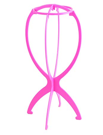 Fani Wig Stand Portable Folding Travel Wig Stand Stable Durable Wig Hair Hat Cap Holder Stand Collapsible Durable Plastic Wig dryer Wig Display Tool(Pink)