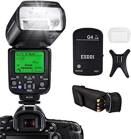 Flash Speedlite for Canon, ESDDI E-TTL Professional Flash Kit with Wireless Flash Trigger 1/8000 HSS Wireless Flash Speedlite GN58 2.4G Master Slave Wireless