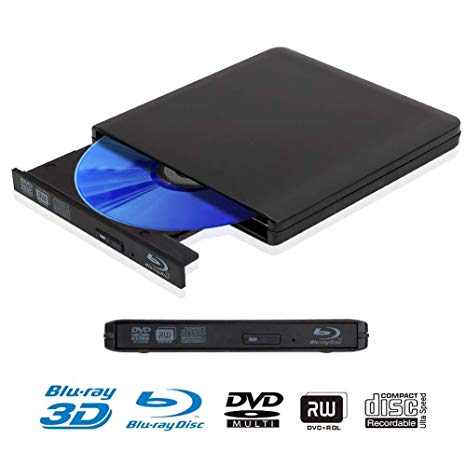 External Blu Ray DVD Drive 4K 3D, USB 3.0 Portable Blu-Ray BD CD DVD Player Reader Burner for Mac, Windows,Linxus, Laptop, PC