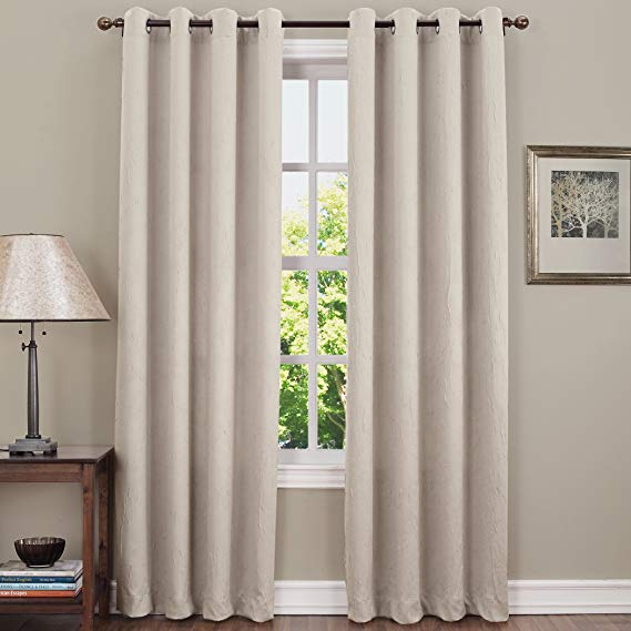 Sun Zero Leighton Crushed Texture Energy Efficient Grommet Curtain Panel, 50" x 63", Stone