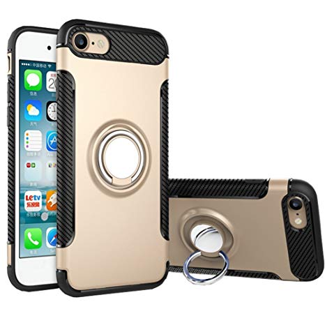 UEEBAI Case For iPhone 6 6S,Ultra Slim Shockproof Silicone TPU PC Case Anti-Scratch Back Case 360 Degree Rotatable Ring Kickstand Used As an In-car Phone Holder Stand Cover for iPhone 6/6S - Gold