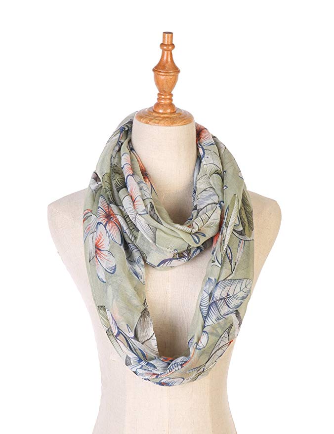 Infinity Scarfs for Women Loop Circle Scarves Floral Print Lightweight Scarf