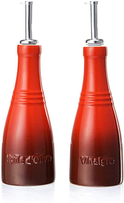 Le Creuset Stoneware Oil and Vinegar Set, Red