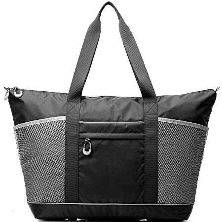 Gym Tote Bag with Yoga Mat Holder - Beach Totes for Men and Women