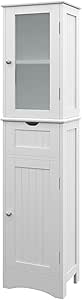 Giantex Freestanding Bathroom Storage Cabinet - 67” Tall Slim Pantry Cabinet with 2 Adjustable Shelves, 2 Doors, 1 Drawer, Anti-Slip Foot Pads, Narrow Floor Cabinet for Bathroom, Living Room (White)