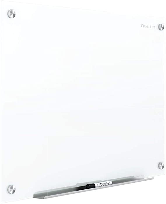 Quartet Glass Whiteboard, Magnetic Dry Erase White Board, 2' x 1.5', Frameless, Brilliance White (G22418W)