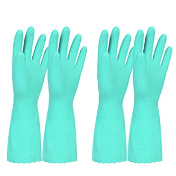 Household Gloves Latex free for Kithen Dishwashing Do the Laundry Cleaning PVC Cotton Material 2 Pairs (M L, Blue)