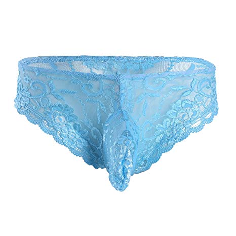 CHICTRY Men's Floral Lace Mooning Bikini Briefs Underwear Sissy Pouch
