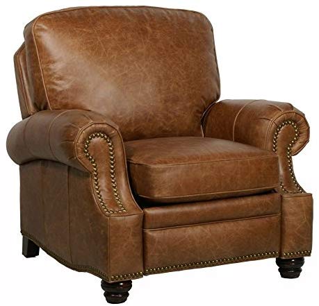 Barcalounger Longhorn II Leather Recliner Chaps Saddle Top Grain Leather Chair with Espresso Wood Legs - Standard Curbside Delivery to Hawaii, Alaska, Puerto Rico and Canada