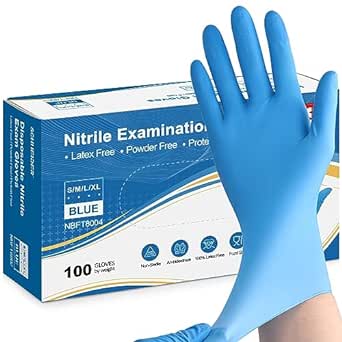 Schneider Nitrile Exam Gloves, 5 mil, XL, Box of 100, Heavy Duty Disposable Gloves, Textured, Latex Free, Food Safe, Industrial Gloves for Medical, Cleaning, Cooking, Blue