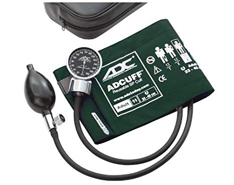 ADC Diagnostix 700 Pocket Aneroid Sphygmomanometer with Adcuff Nylon Blood Pressure Cuff, Adult, Dark Green
