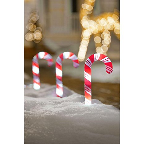 Candy Cane Stake Lights 10'' Christmas Lawn Decor Set of 8