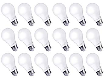 Hyperikon Dimmable LED Light Bulbs A19 60 Watt Equivalent LED Bulbs, 9W, 3000K, E26, UL, 18 Pack