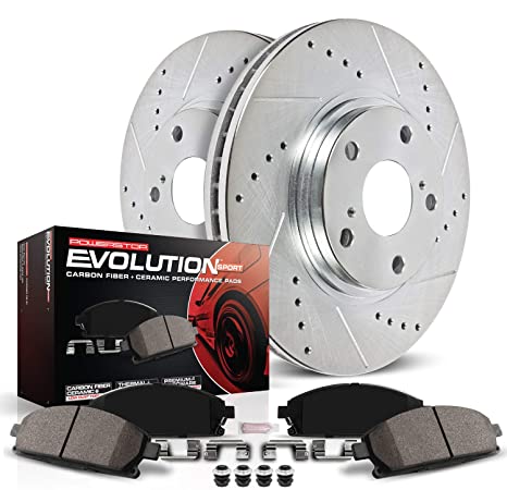 Power Stop K6502 Rear Brake Kit with Drilled/Slotted Brake Rotors and Z23 Evolution Ceramic Brake Pads