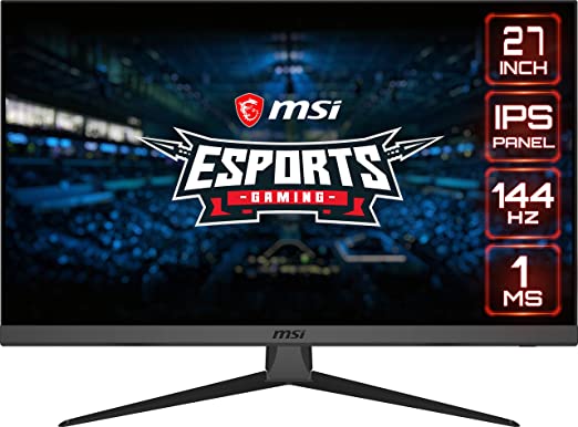 MSI Optix G272 Esports Gaming IPS Monitor - 27 Inch, 16:9 Full HD (1920 x 1080), IPS, 144Hz, 1ms, Adaptive Sync, DisplayPort, HDMI, Wide Color Gamut, Night Vision, Anti-Flicker, Less Blue light