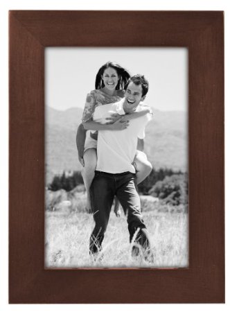 Malden International Designs Linear Classic Wood Picture Frame, Holds 4x6 Picture, Walnut