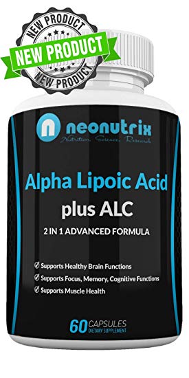 Alpha Lipoic Acid Plus Acetyl L-Carnitine Antioxidant Supplement ALA ALC for Healthy Brain Function & Muscle Strength, Focus, Memory & Cognitive Function for Women & Men - 60 Capsules by Neonutrix