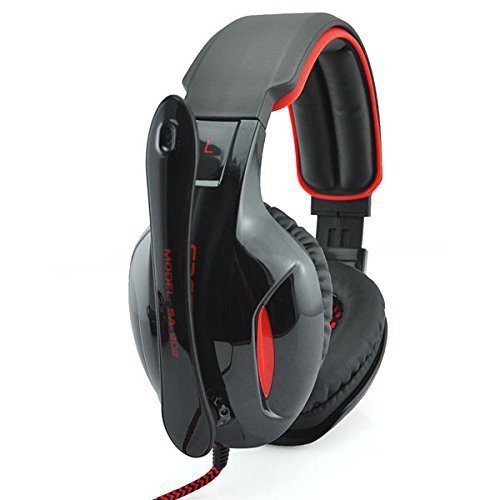 Sades SA-902 7.1 Surround Sound Cobra Gaming Heaset Headphones with Mic and Remote for PC Laptop (Black & Red)