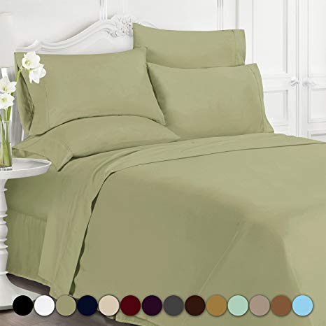 Swift Home Luxury Bedding Collection, Ultra-Soft Brushed Microfiber 6-Piece Bed Sheet Sets, Extremely Durable - Easy Fit - Wrinkle Resistant - (Includes 2 Bonus Pillowcases), King, Sage