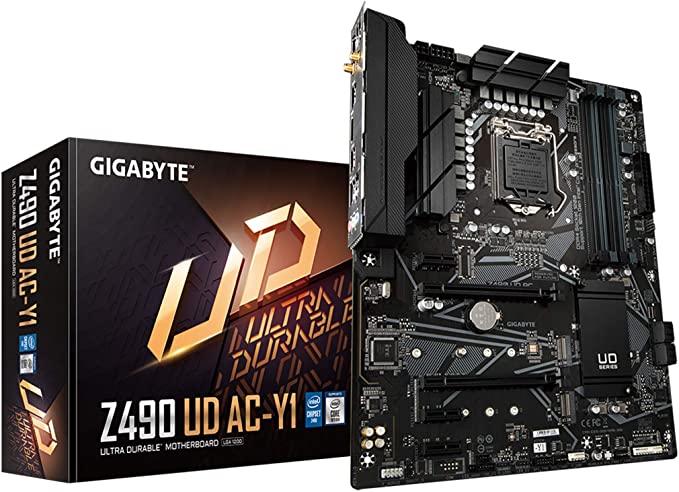 GIGABYTE Z490 UD AC-Y1 (Intel LGA1200/Z490/ATX/Dual M.2/GbE 8118 Gaming LAN/SATA 6Gb/s/USB 3.2 Gen 2/Intel 802.11a/b/g/n/ac/HDMI/Motherboard)