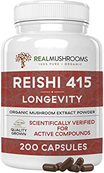 Reishi Mushroom Capsules for Stress, Immunity, Vitality & Relaxation, 120ct/500mg Vegan, Organic & Non-GMO Mushroom Capsules for Wellness & Better Sleep, Safe for Pets, Verified Levels of BetaGlucan
