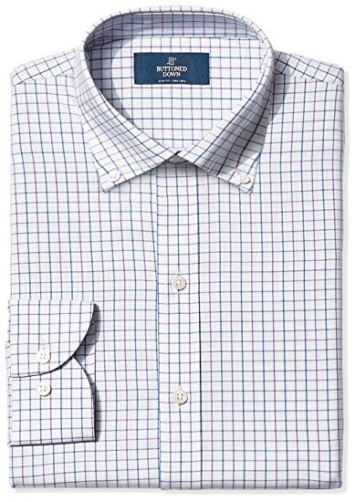 Amazon Brand - BUTTONED DOWN Men's Slim Fit Check Non-Iron Dress Shirt