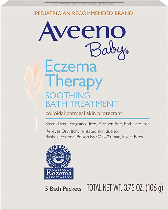 (4 Pack) Aveeno Baby Eczema Therapy Soothing Baby Bath Treatment, 5 Count-3.75oz