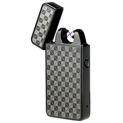 Kivors USB Rechargeable Windproof Arc Lighter Flameless Electronic Arc Lighter Plasma Double Arc Pulse Cigarette Metal Lighter