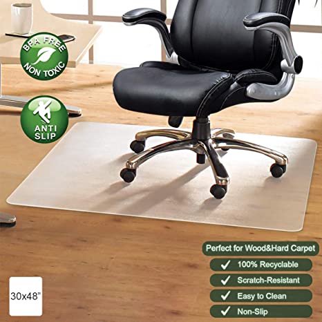 FRUITEAM Chair Mat for Hard Floors, Transparent Hard Floor Protector with Non-Studded Bottom, BPA and Phthalate Free, 48x 30 Inches Thickness1.6mm Rectangular