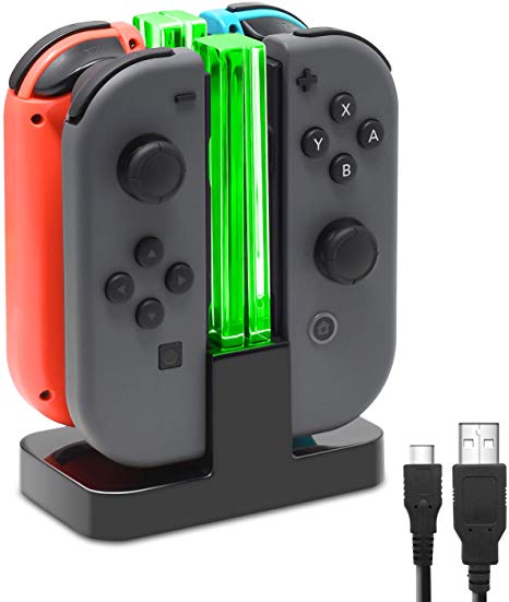FastSnail Joy-Con Charging Dock Compatible with Nintendo Switch with Lamppost LED Indication, Joy-Cons Charger Stand Station with Charging Cable