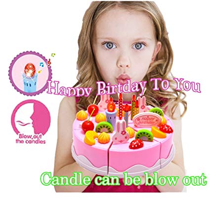 Singing Birthday Cake Toy, with Light and Sound. Sings "Happy Birthday to You" _ (Pink)