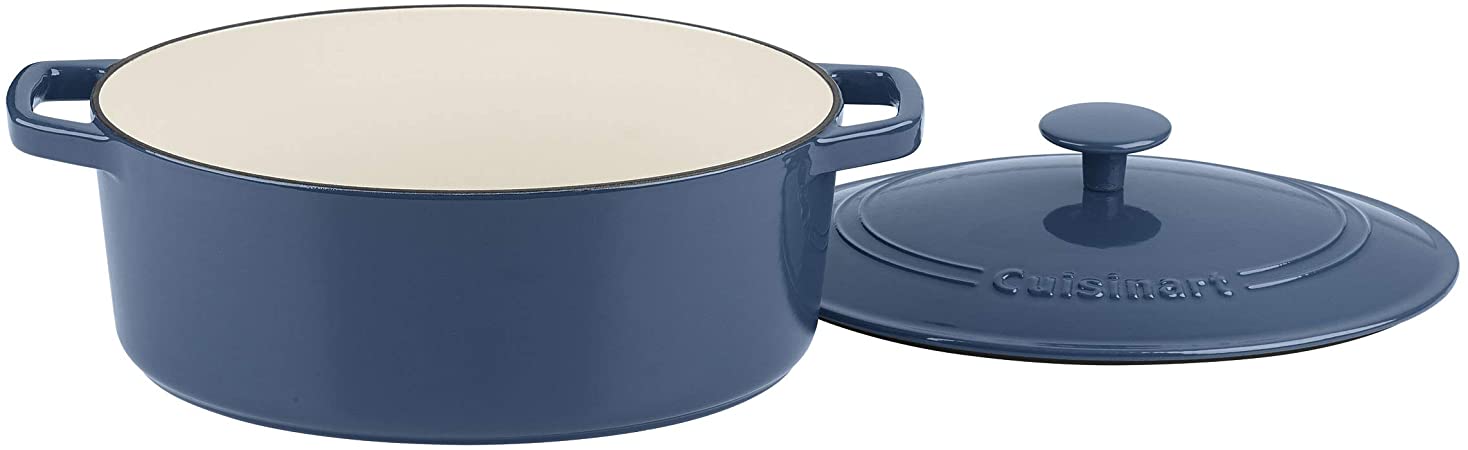 CUISINART CI755-30BG Chef's Classic Enameled Cast Iron 5-1/2 quarts Oval Covered Casserole, Provencal Blue