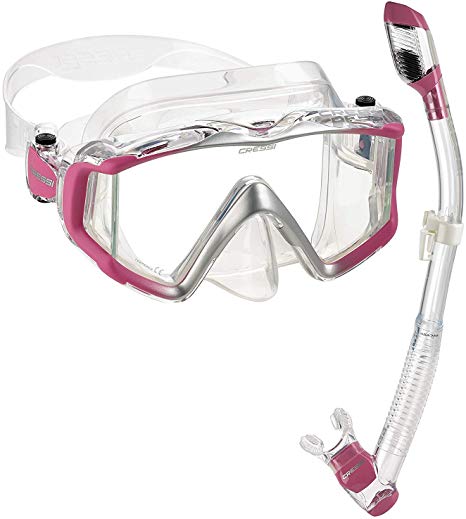 Cressi Italian Boutique Collection - Panoramic View Tempered Glass Lens Dive Mask - Purge Valve Dry Snorkel Set - Scuba Snorkeling Gear