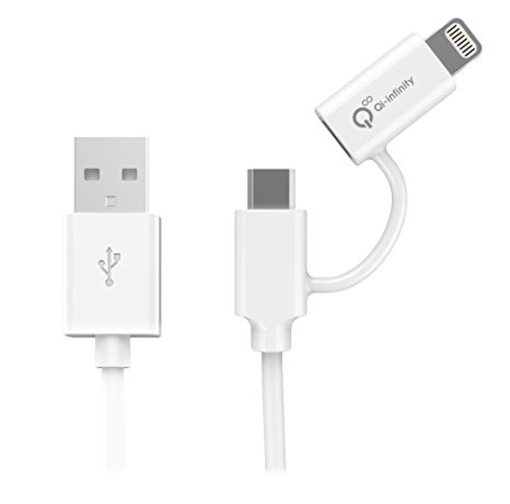 Micro-USB Lightning Cable Combo for iPhone & Samsung [MFI Certified] phones like Apple iPhone 7, 7 plus, 6, 6S, 6 plus, 6S plus, iPad Air Mini, Samsung, Nexus, Pixel (Sync & Charge, 3.3 feet)