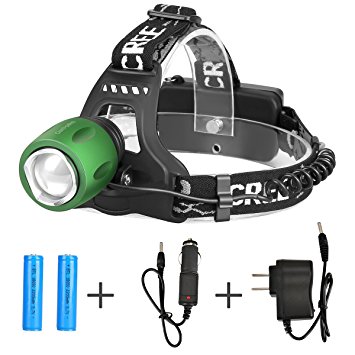 Domi-patrol Led Headlamp Flashlight Rechargeable Waterproof with 3 Modes,Super Bright Headlight for Camping Hunting Hiking and Running Batteries Included