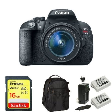 Canon EOS Rebel T5i Digital SLR with 18-55mm STM Lens   Memory Card, Bag and Battery