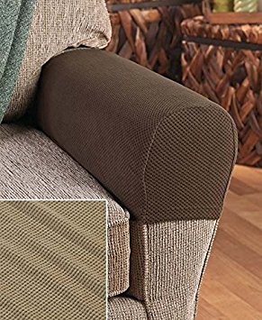 Set of 2 Stretch Armrest Covers (Tan)