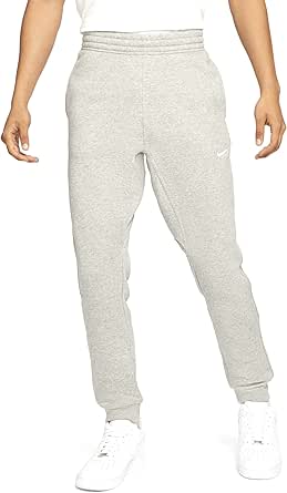 Nike Mens Club Fleece Tappered Joggers (US, Alpha, Large, Regular, Regular, Grey/White)