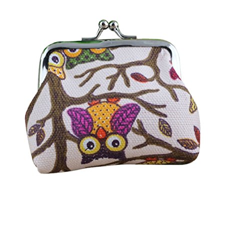 Changeshopping New Fasgion Lovely Style Lady Small Wallet Hasp Owl Purse Clutch Bag (Beige)