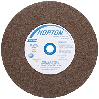 Norton Bench and Pedestal Abrasive Wheel, Type 01 Straight, Aluminum Oxide, 1" Arbor, 8" Diameter, 1" Thickness, Medium Grit (Pack of 1)