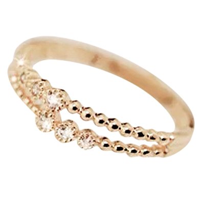 18K Triple-Crystal Double Band Dainty Ring - Rose Gold / White Gold Plated (Size 4-8)