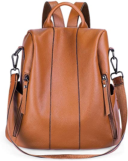 SUVOM Genuine Leather Backpack for Women Anti-theft Rucksack Ladies Shoulder Bag