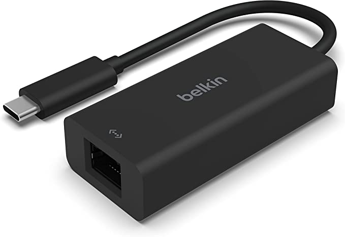 Belkin USB Type C to 2.5 Gb Ethernet Adapter, USB-IF Certified Thunderbolt 3 & 4 / USB-C to LAN Network Adapter Compatible with MacBook Pro/Air, iPad Pro, XPS, Surface, and Other USB C Devices