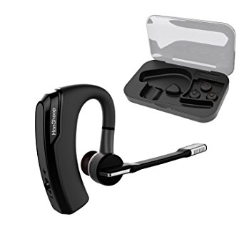 Bluetooth Headset,HONSHOOP Hands Free Wireless Earpiece/Headphone/Earbud with HD Microphone and Carrying Case for Business/Driver - Sliver