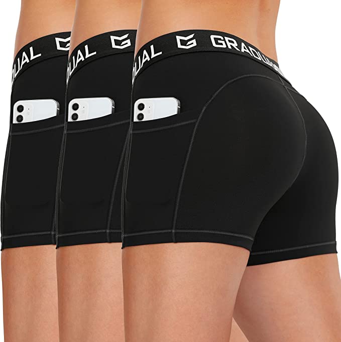 G Gradual Women's Spandex Compression Volleyball Shorts 3" /7" Workout Pro Shorts for Women