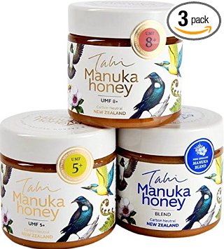 Manuka Honey Eco-friendly, raw and pure 3 pack: UMF 8 , UMF 5  and Manuka Blend. 3 x 400gram jars (14.1oz jars) by Tahi