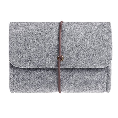 ProCase Felt Storage Case Bag Accessories Organizer for MacBook Laptop Mouse Power Adapter Cables Computer Electronics Cellphone Accessories Charger SSD HHD -Silver Grey