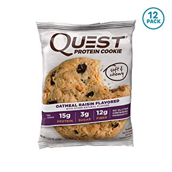Quest Nutrition Protein Cookie, Oatmeal Raisin, 2.22 Oz, Pack of 12