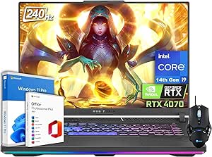 ASUS ROG Strix G16 Gaming Laptop (2024), 16" 240Hz QHD Display, Intel 24-Core i9-14900HX, GeForce RTX 4070, 32GB RAM, 2TB SSD, Backlit Keyboard, Microsoft Office Lifetime License & Windows 11 Pro